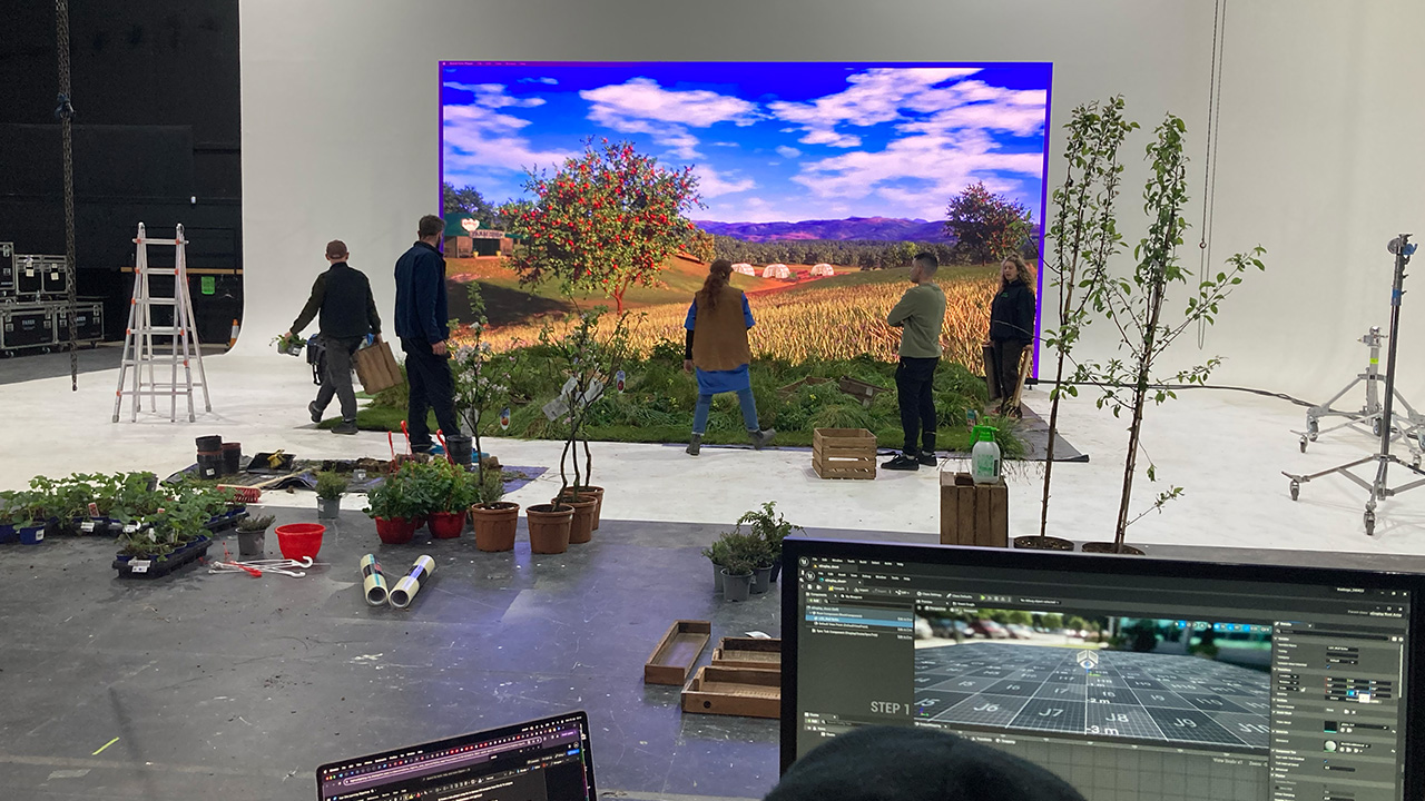 Crew setting up Unreal Engine Virtual Production Shoot